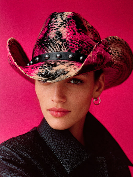 PINK PYTHON SNAKESKIN COWBOY HAT - SWAMP HATZ