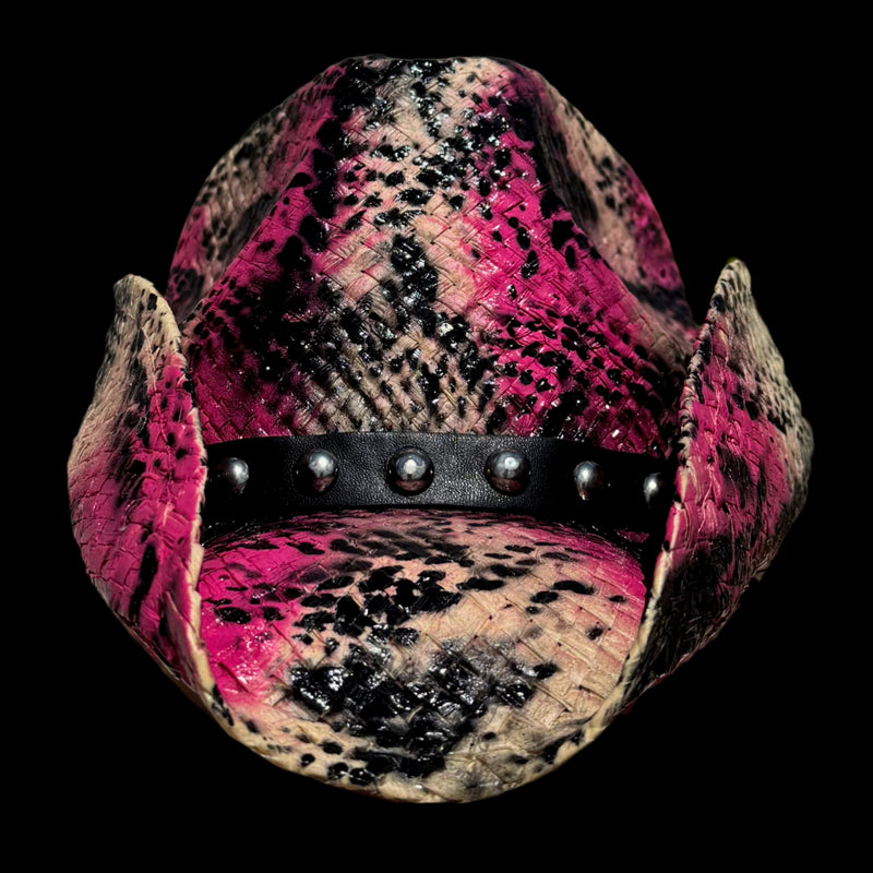 PINK PYTHON SNAKESKIN COWBOY HAT