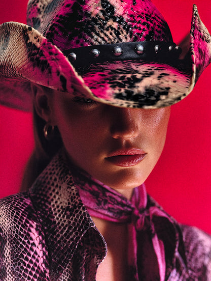 PINK PYTHON SNAKESKIN COWBOY HAT - SWAMP HATZ