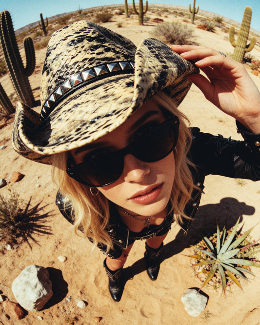 TAN PYTHON SNAKESKIN COWBOY HAT - SWAMP HATZ