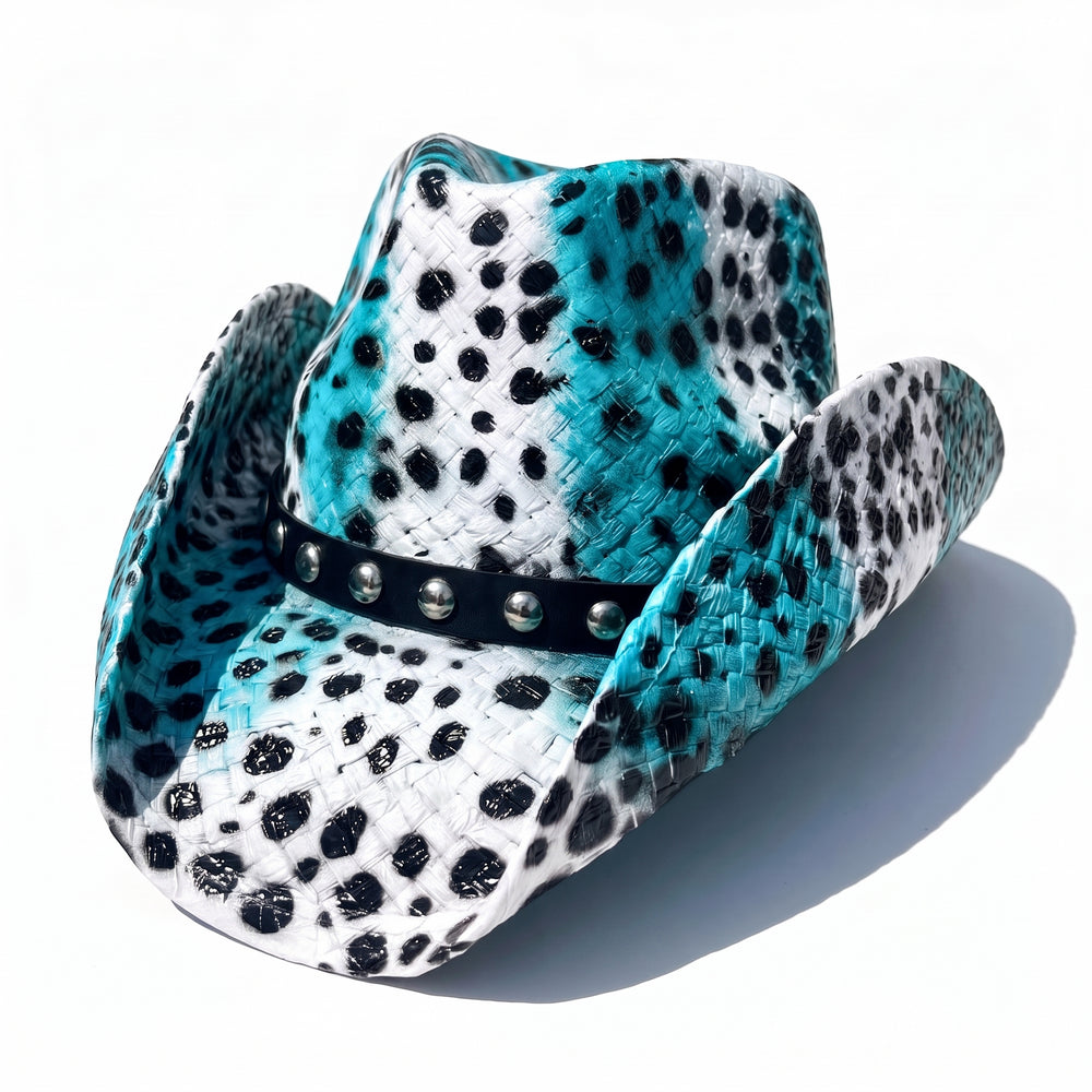 BLUE CHEETAH PRINT COWBOY HAT