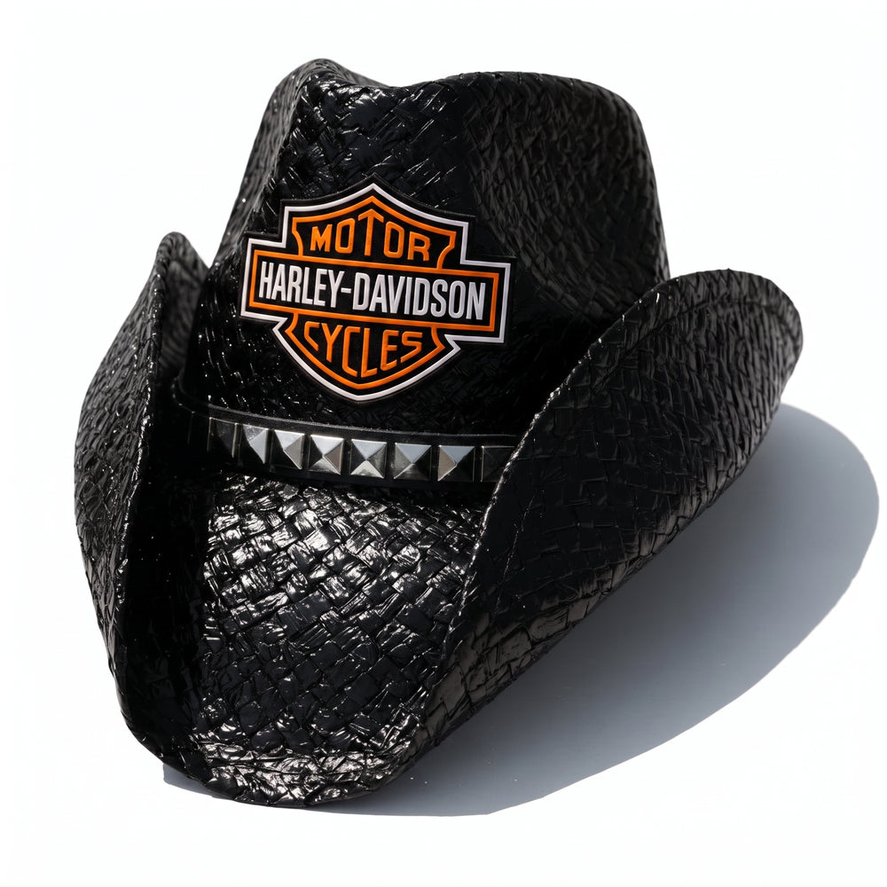 BIKER HAT WITH ORANGE PATCH