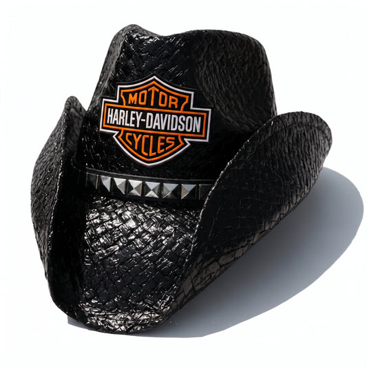 BIKER HAT WITH ORANGE PATCH