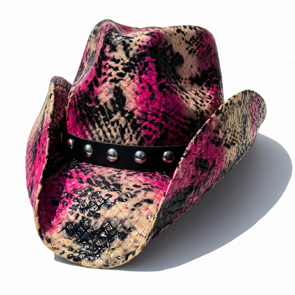 PINK PYTHON SNAKESKIN COWBOY HAT