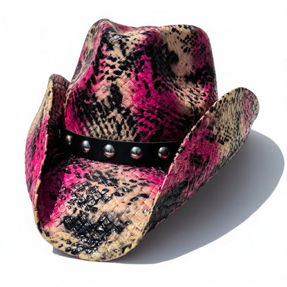 PINK PYTHON SNAKESKIN COWBOY HAT