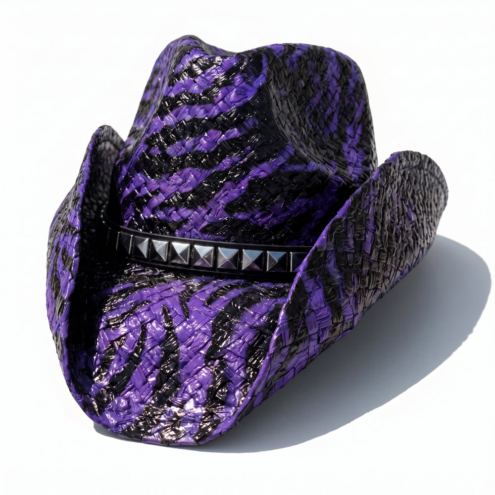 PURPLE TIGER STRIPE COWBOY HAT