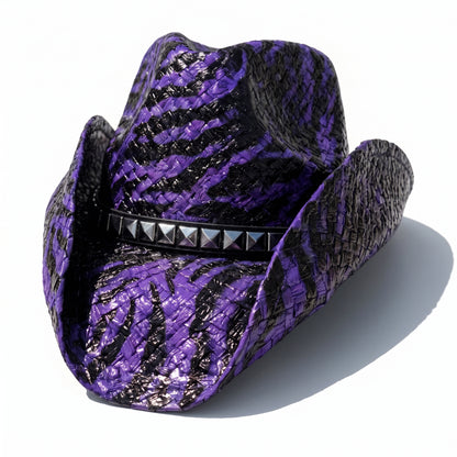 PURPLE TIGER STRIPE COWBOY HAT