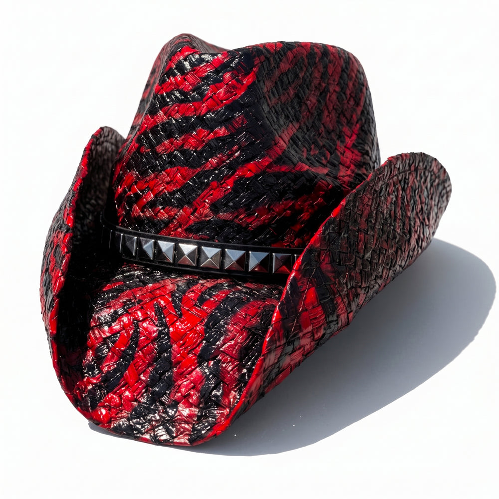 RED TIGER STRIPE COWBOY HAT