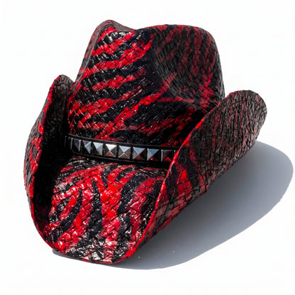 RED TIGER STRIPE COWBOY HAT